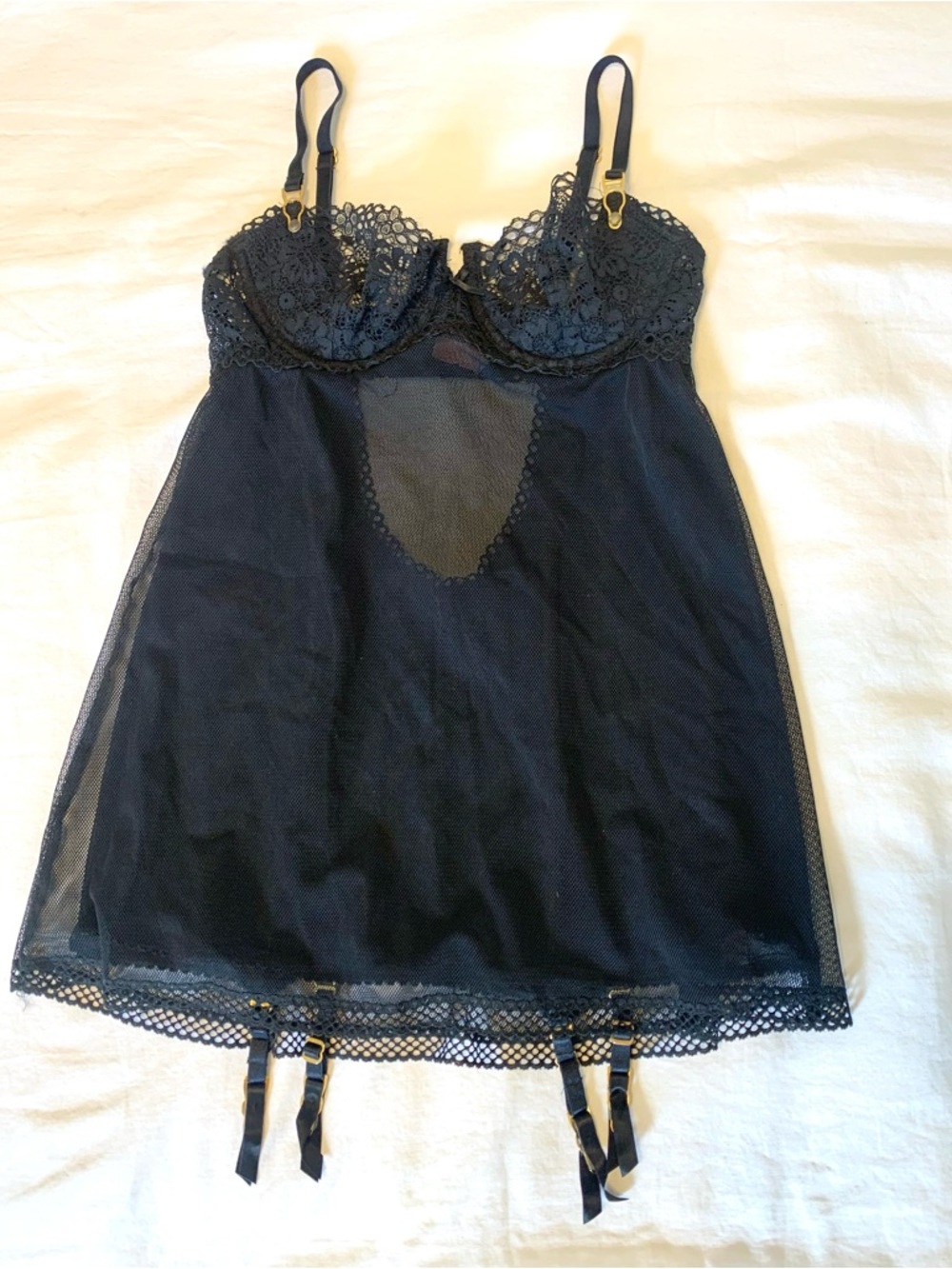 Victorias Secret Black Lace & Mesh Lingerie. Size Small